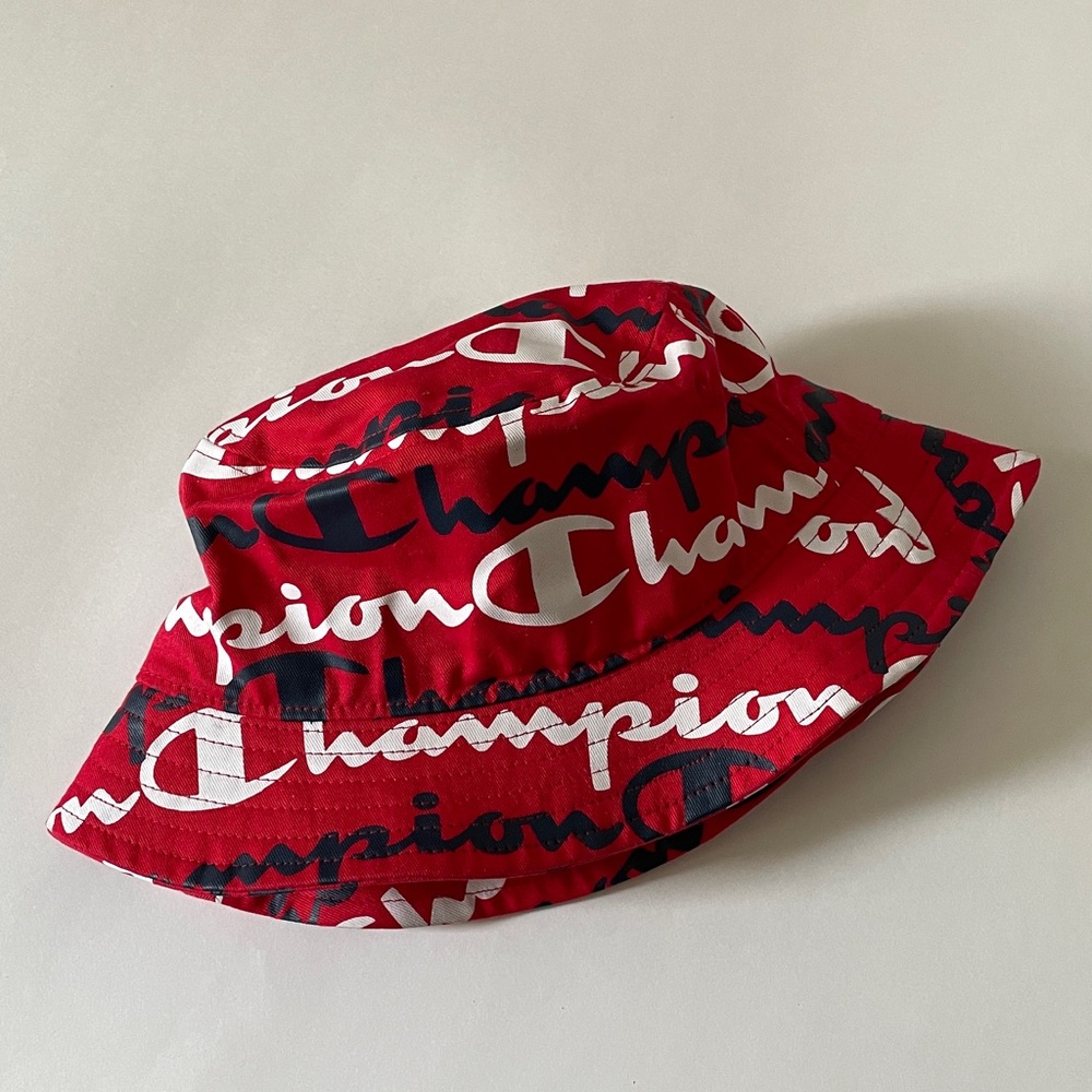 Champion Men’s Bucket Hat H0806 Panama Sun Hat All Over Print Logo Red L/XL